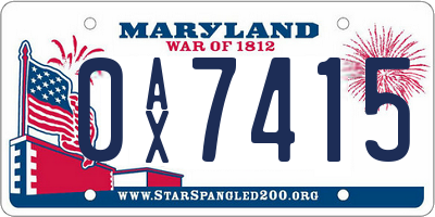 MD license plate 0AX7415
