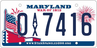 MD license plate 0AX7416