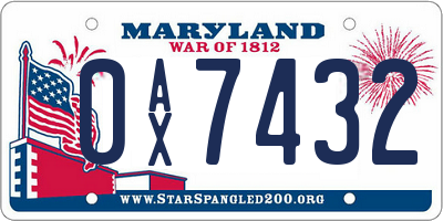 MD license plate 0AX7432