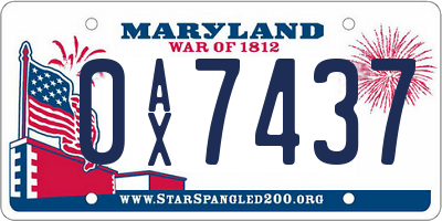MD license plate 0AX7437
