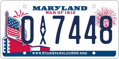 MD license plate 0AX7448