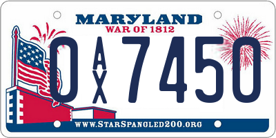 MD license plate 0AX7450