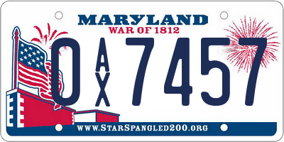 MD license plate 0AX7457