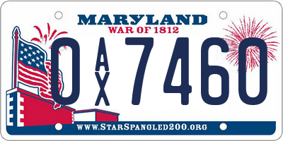 MD license plate 0AX7460