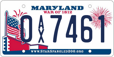 MD license plate 0AX7461