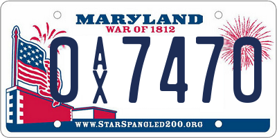 MD license plate 0AX7470