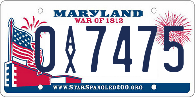 MD license plate 0AX7475