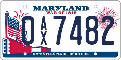 MD license plate 0AX7482