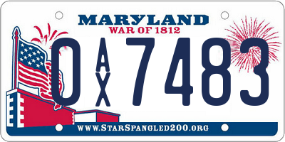 MD license plate 0AX7483