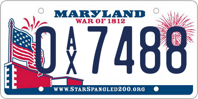 MD license plate 0AX7488