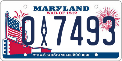 MD license plate 0AX7493