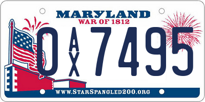 MD license plate 0AX7495