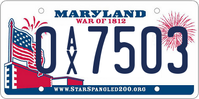 MD license plate 0AX7503