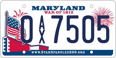 MD license plate 0AX7505