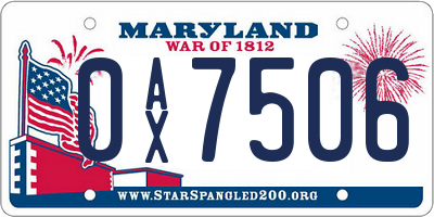 MD license plate 0AX7506