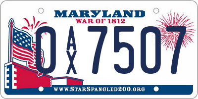 MD license plate 0AX7507