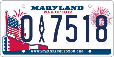 MD license plate 0AX7518