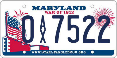 MD license plate 0AX7522