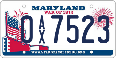 MD license plate 0AX7523