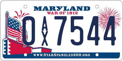 MD license plate 0AX7544