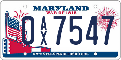 MD license plate 0AX7547