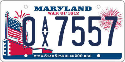 MD license plate 0AX7557