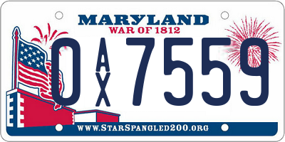 MD license plate 0AX7559