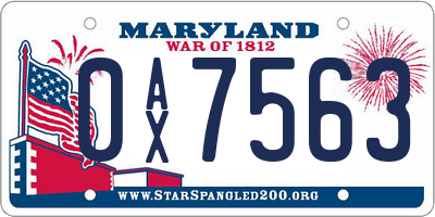 MD license plate 0AX7563