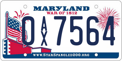 MD license plate 0AX7564