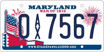 MD license plate 0AX7567