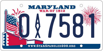 MD license plate 0AX7581