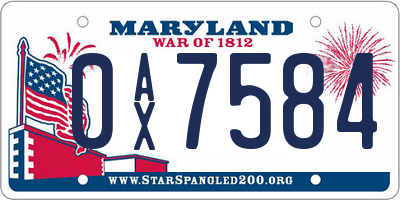 MD license plate 0AX7584