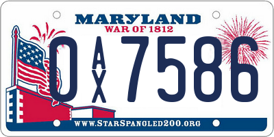 MD license plate 0AX7586