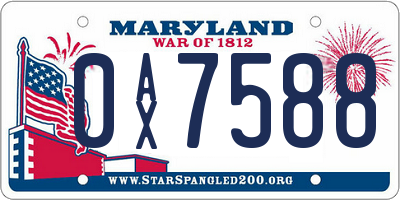 MD license plate 0AX7588