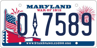 MD license plate 0AX7589