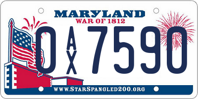 MD license plate 0AX7590