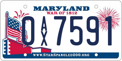MD license plate 0AX7591