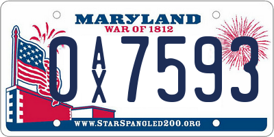 MD license plate 0AX7593