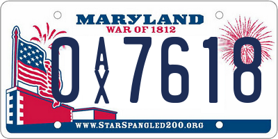 MD license plate 0AX7618