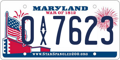 MD license plate 0AX7623