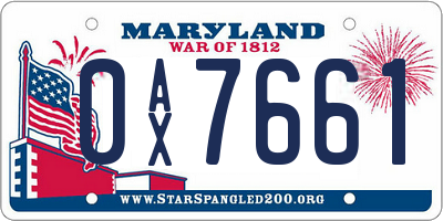 MD license plate 0AX7661