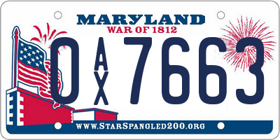 MD license plate 0AX7663