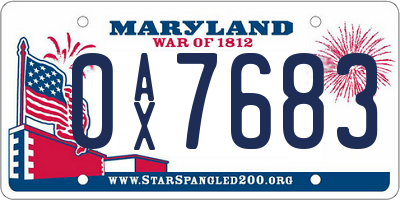 MD license plate 0AX7683