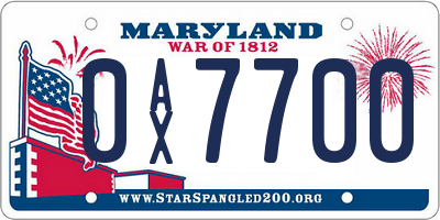 MD license plate 0AX7700