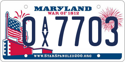 MD license plate 0AX7703