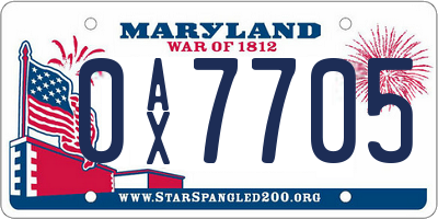 MD license plate 0AX7705