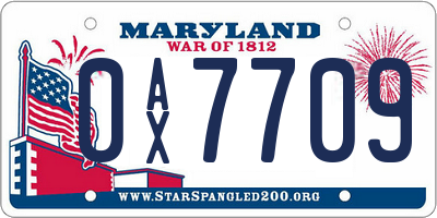 MD license plate 0AX7709