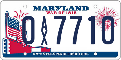 MD license plate 0AX7710