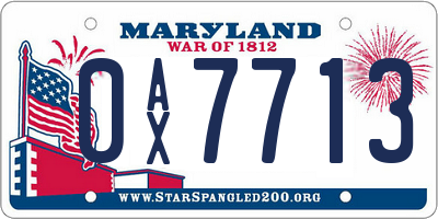 MD license plate 0AX7713