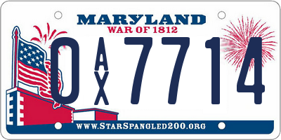 MD license plate 0AX7714